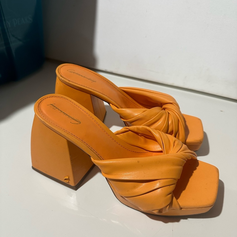 Orange Heeled Sandals